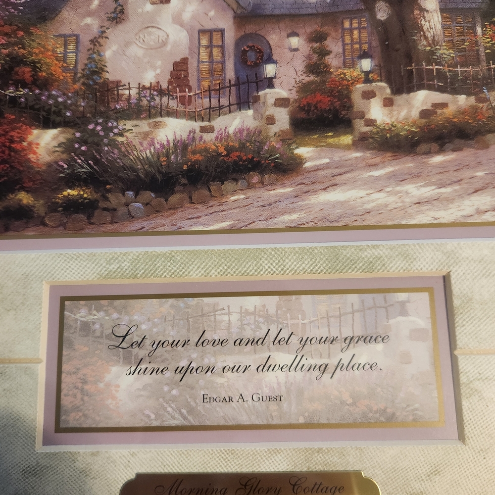Thomas Kinkade Morning Glory Cottage Framed Print With Gold Frame And COA - Picture 9 of 9